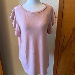 JODIFL Soft Pink Ruffle Sleeve Blouse